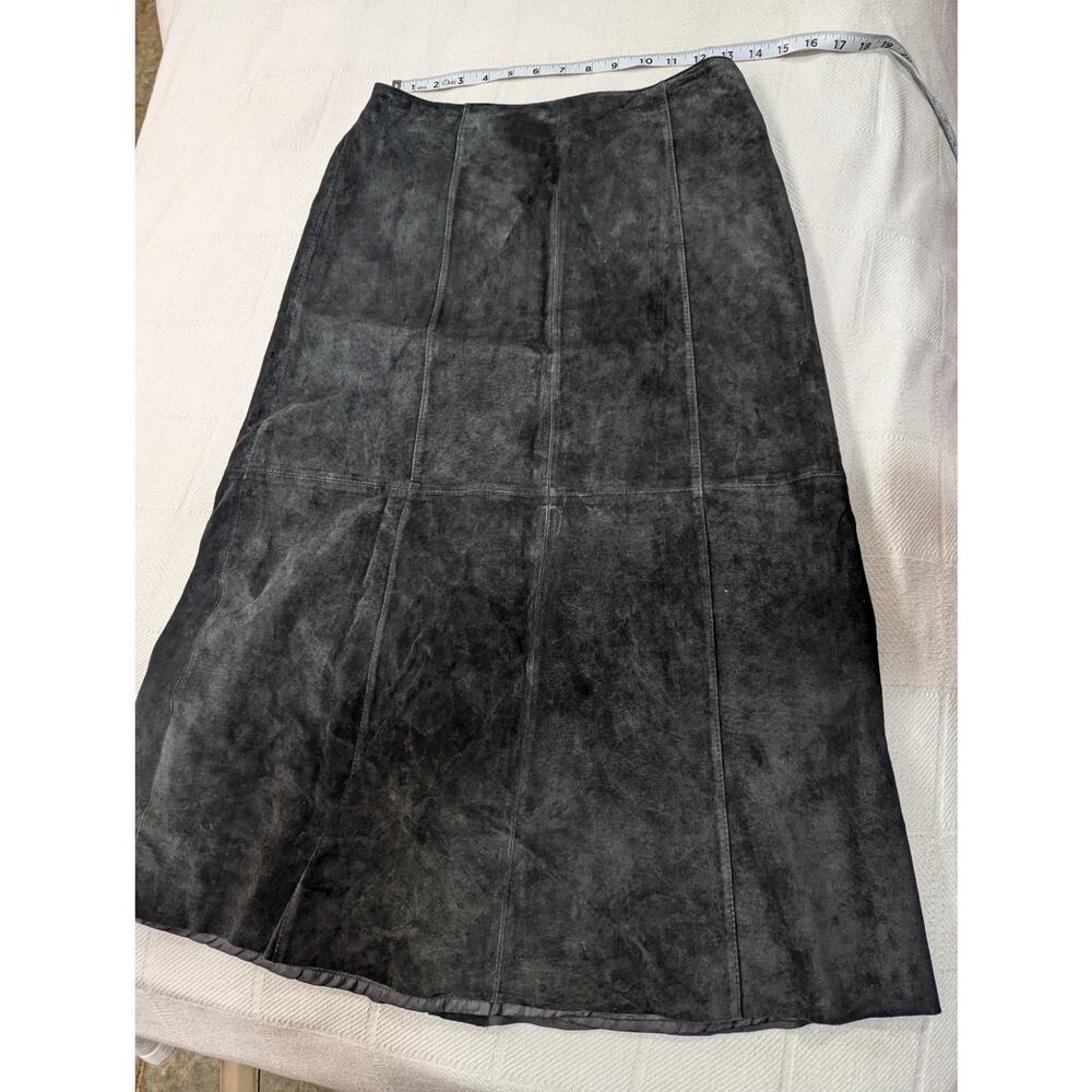 Women's suede charcoal grey leather long length skirt by Chicos size 1 (S) 31"